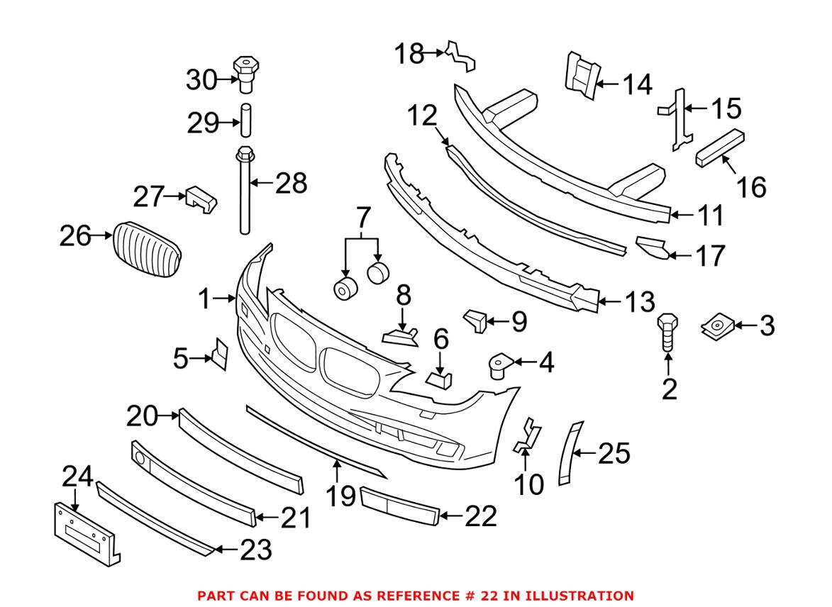 BMW Grille - Front Passenger Side Lower 51117295268